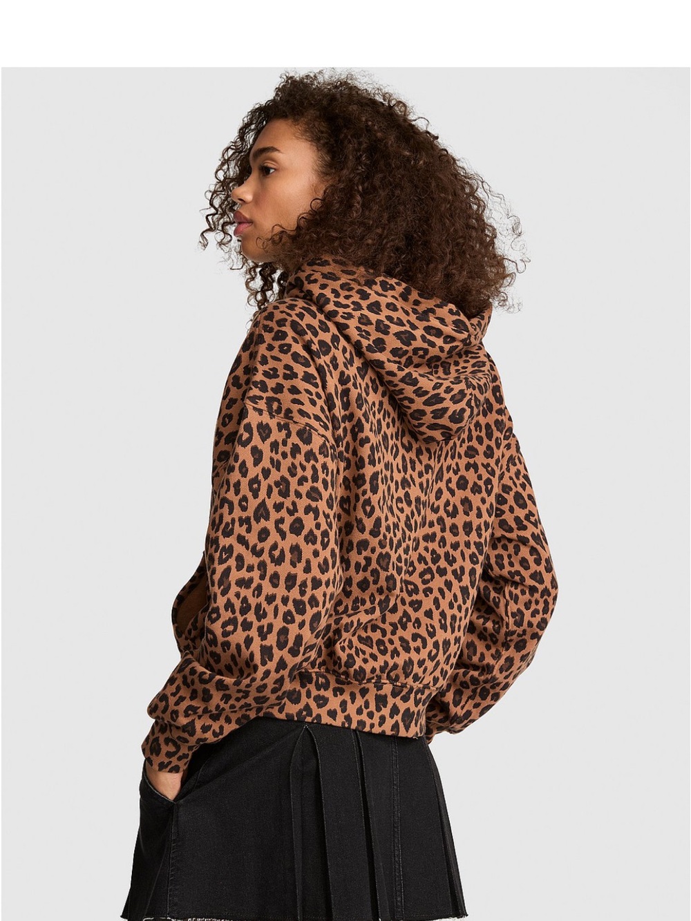 PINK Victoria's Secret Leopard Print Hooded Sweatshirt - Brown & Black